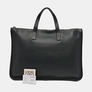 Loewe Black Leather Briefcase with Top Handles